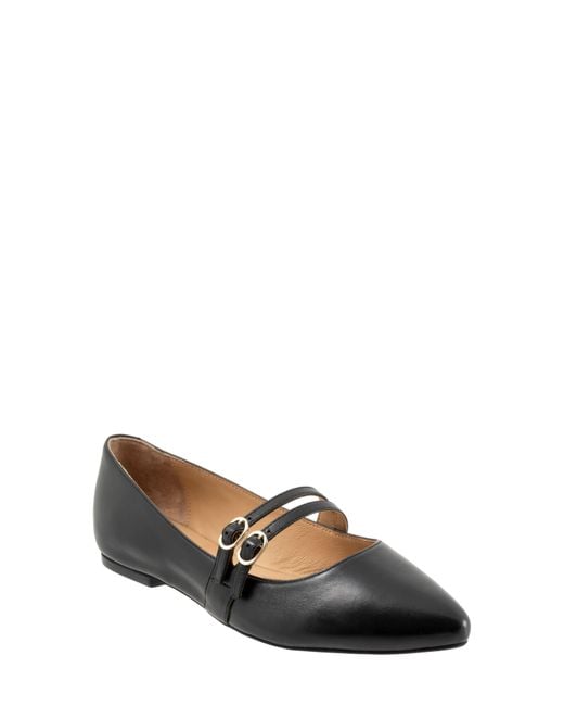 Trotters Black Emerald Pointed Toe Mary Jane Flat