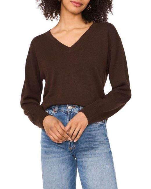 Vince Camuto Black Long Sleeve V-Neck Sweater