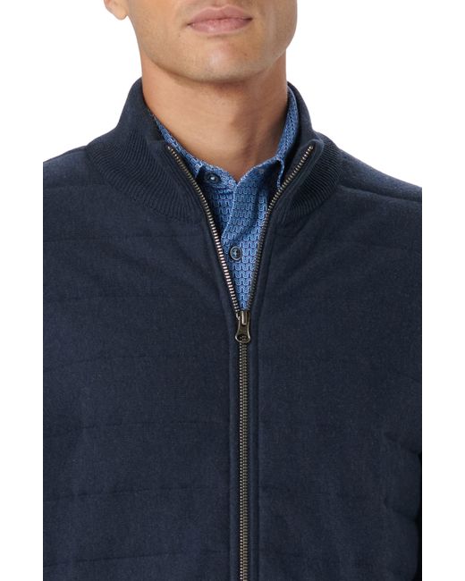 Bugatchi Blue Front Quilt Zip Cardigan for men