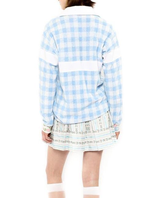 Anna Sui Blue Gingham Terry Top
