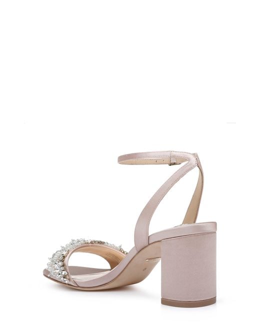 badgley mischka women's clara embellished block heel sandals