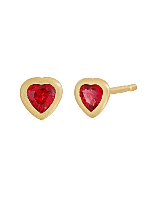 Bony Levy Red Ruby Heart Stud Earrings