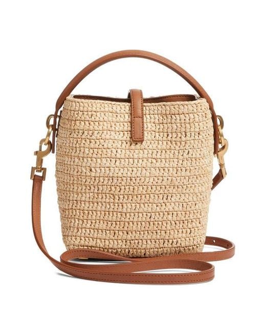 Saint Laurent Natural Mini Le 37 Raffia Bucket Bag