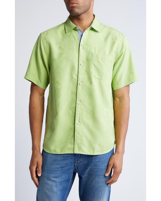 Tommy Bahama Yellow Coconut Point Keep It Frondly Islandzone Short Sleeve Performance Button-up Shirt for men