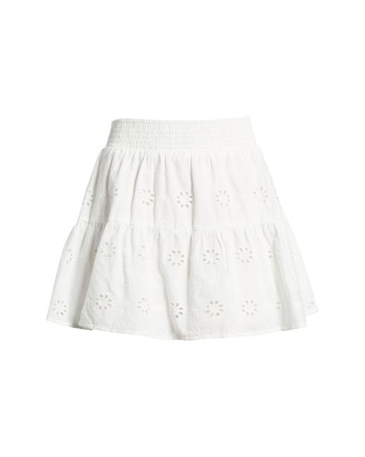 BP. White Eyelet Tiered Ruffle Miniskirt