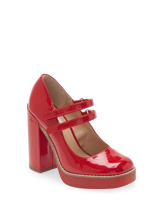 Steve Madden Twice Mary Jane Platform Pump in Red | Lyst
