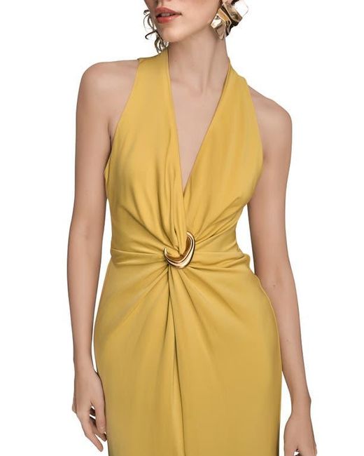 Donna Karan Yellow Twisted Sleeveless Gown