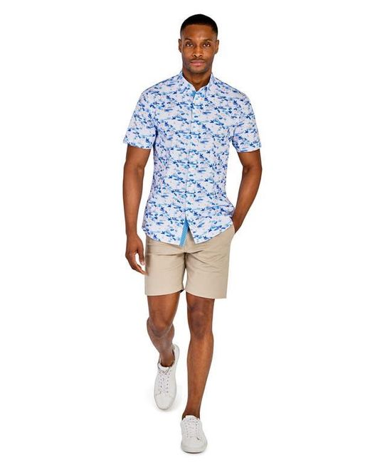 Con.struct Blue Slim Fit Sailboat Recycled 4-Way Stretch Performance Short Sleeve Shirt for men