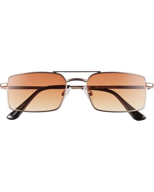 BP. Brown Gradient Rectangular Aviator Sunglasses