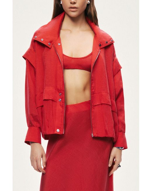 Nocturne Red Relaxed Zip Up Jacket