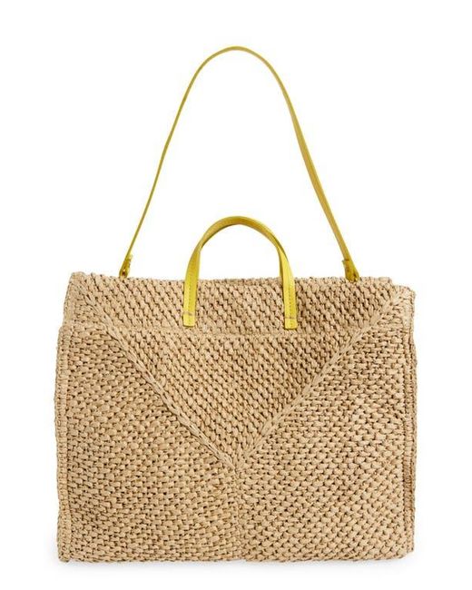 Clare V. Metallic Simple Woven Raffia Tote Bag