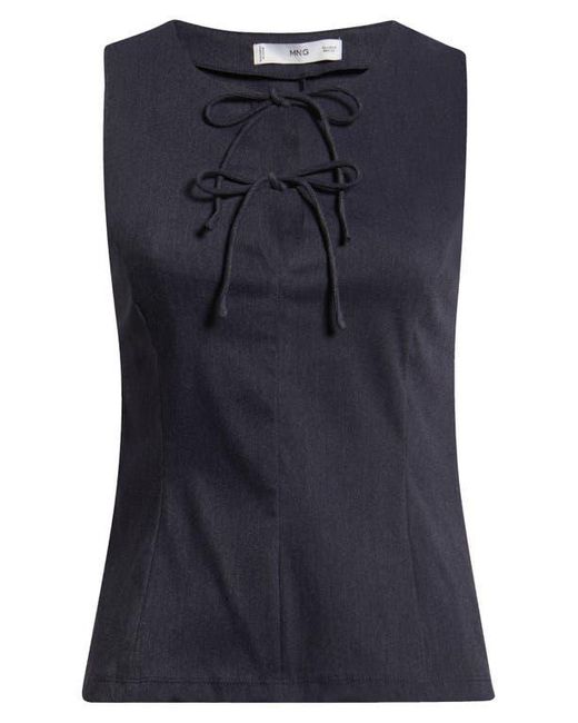 Mango Blue Dena Tie Front Sleeveless Top