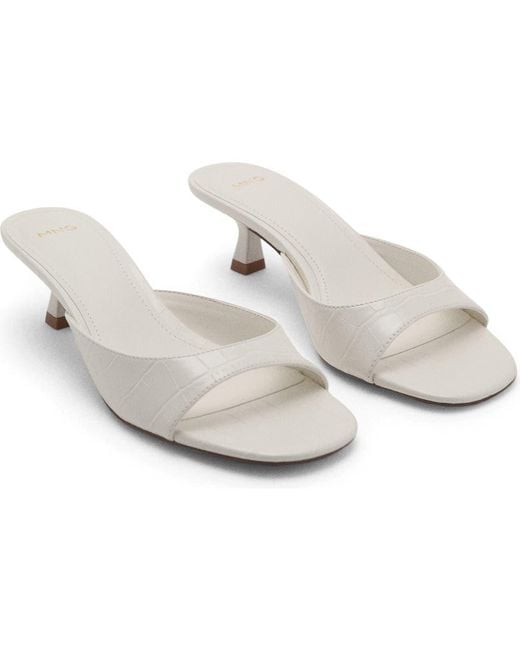 Mango White Kitten Heel Sandal