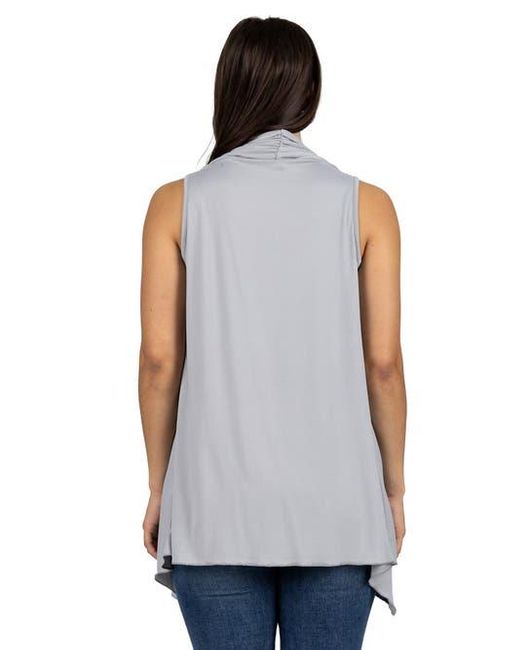 24seven Comfort Apparel Blue Draped Open Front Sleeveless Cardigan Vest
