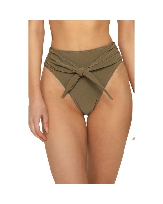 Montce Green Paula Tie Front High Waist Bikini Bottoms