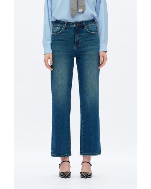 Bayeas Blue High Waist Straight Leg Jeans