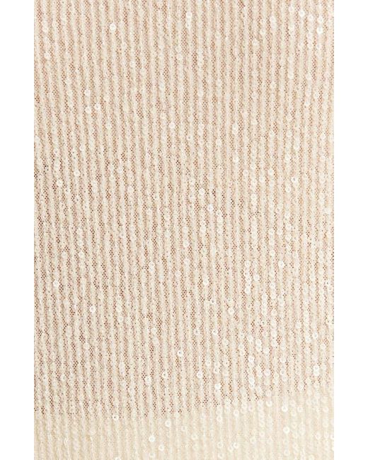 Anne Klein Natural Sequin Mesh Top