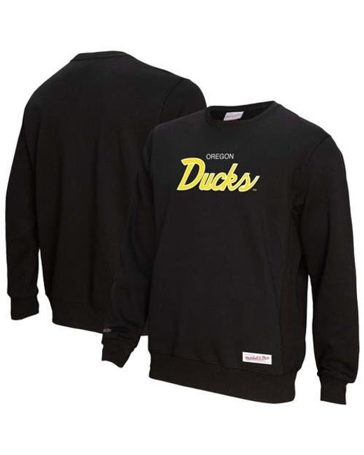 Mitchell & Ness Black Oregon Ducks Elite Script Pullover Sweatshirt for men