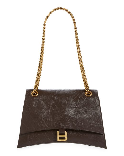 Balenciaga Brown Crush Leather Shoulder Bag