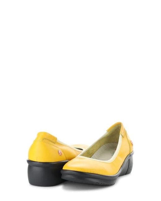 Softinos Yellow Rem Platform Wedge Pump