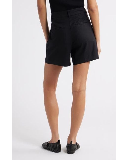 Open Edit Black Everyday Pleated Linen Blend Shorts