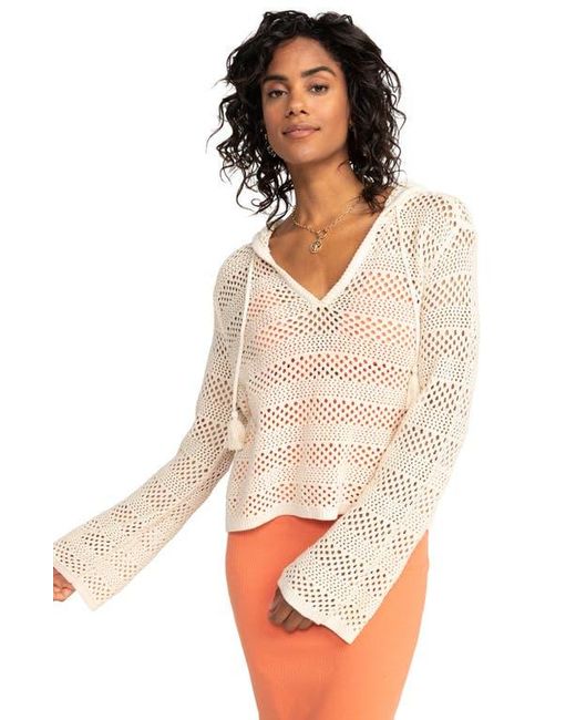 Roxy White After Beach Break Ii Cover-Up Hoodie Sweater