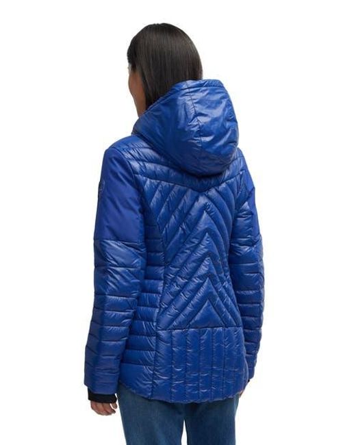 Pajar Blue Esmay Lightweight Mixed Media Quilted Packable Puffer