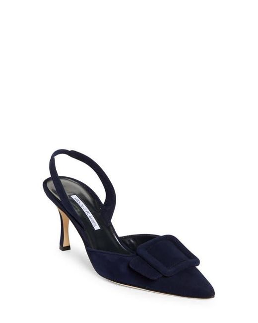 Manolo Blahnik Blue Maysli Pointed Toe Slingback Pump