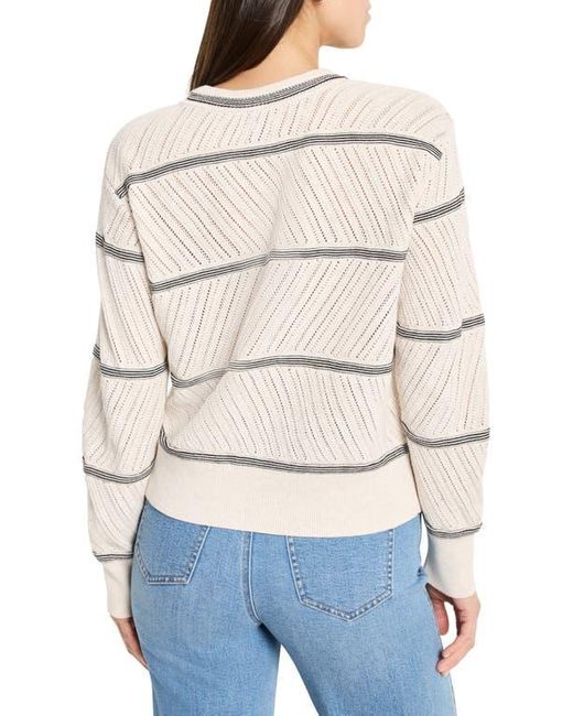 NIC+ZOE Blue Stripe Pointelle Stitch Sweater