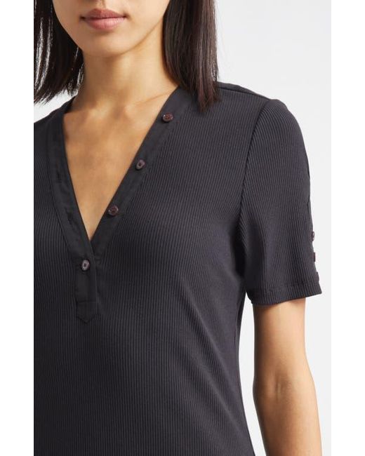 10 Crosby Derek Lam Black Damiana Henley Rib Midi Dress