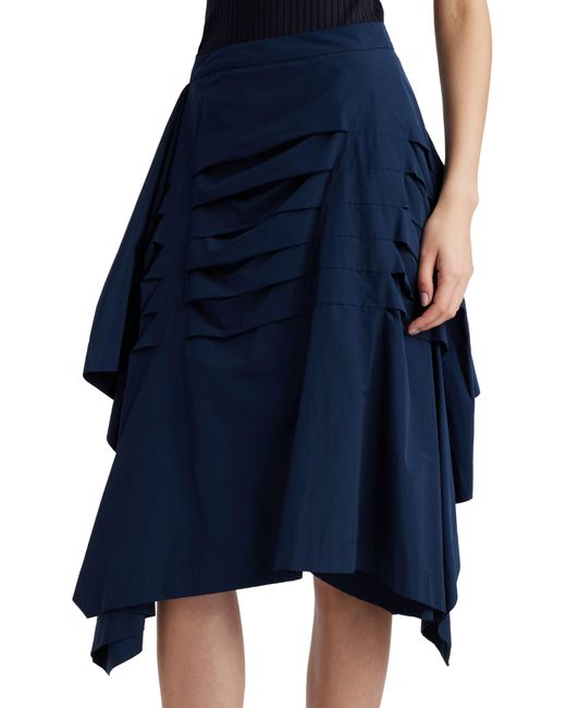 Dries Van Noten Blue Shy Pintucked Asymmetric Hem Skirt