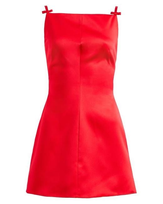 House Of Cb Red Dainty Square Neck A-Line Minidress