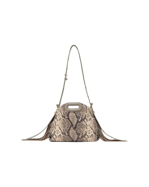 Maje Gray Python-Embossed Miss M Mini Bag