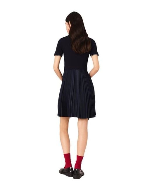 Maje Black Mini Pleated Polo Collar Dress