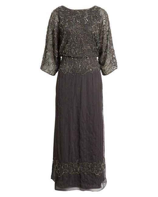 Pisarro Nights Black Beaded Cold Shoulder Gown