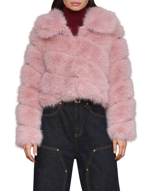 Avec Les Filles Pink Faux Fur Crop Jacket