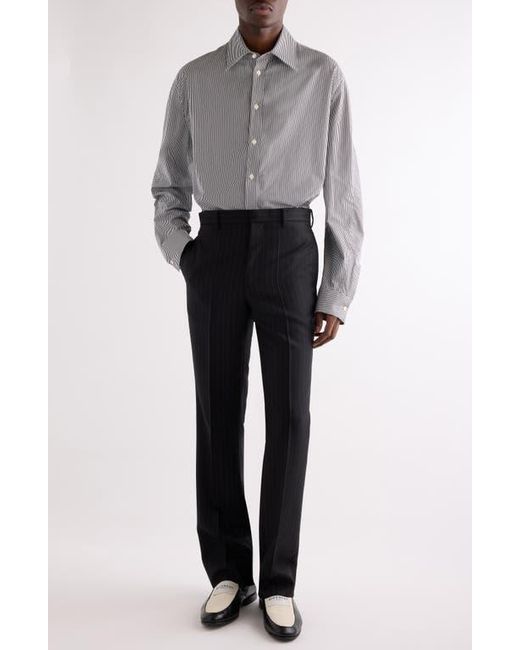 Givenchy Gray Twisted Sleeve Stripe Cotton Overshirt for men