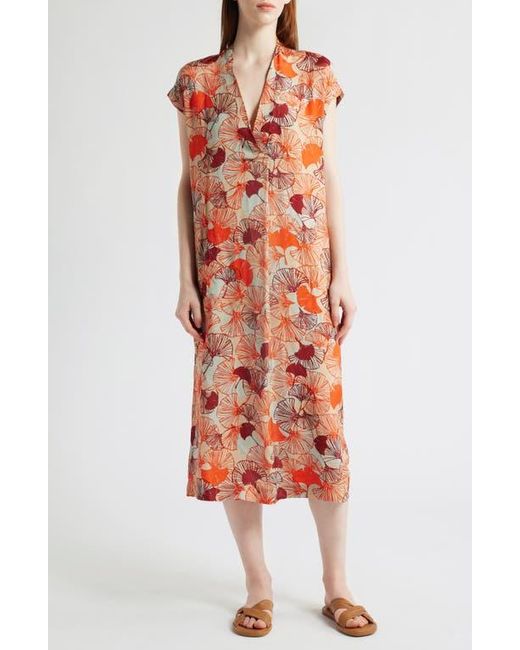 Masai Orange Olivian Print Midi Dress