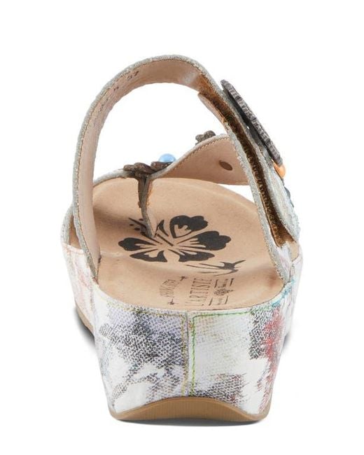 Spring Step White Blissbloom Platform Wedge Flip Flop