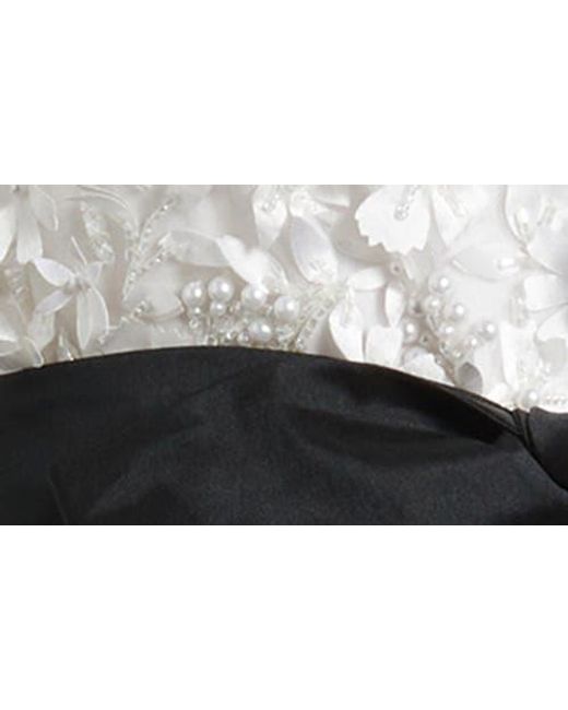 Pisarro Nights Black 3D Floral Bodice Beaded Gown