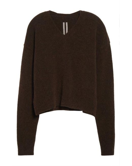 Rick Owens Brown Tommy Alpaca & Wool Blend V-Neck Sweater for men