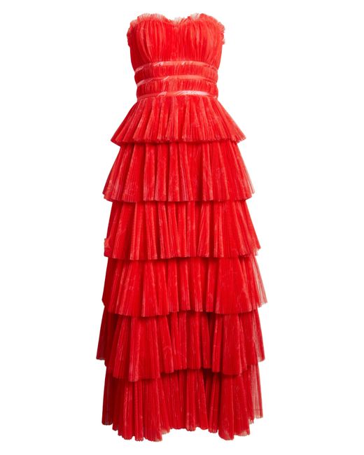 Hutch Red Evi Strapless Plissé Gown