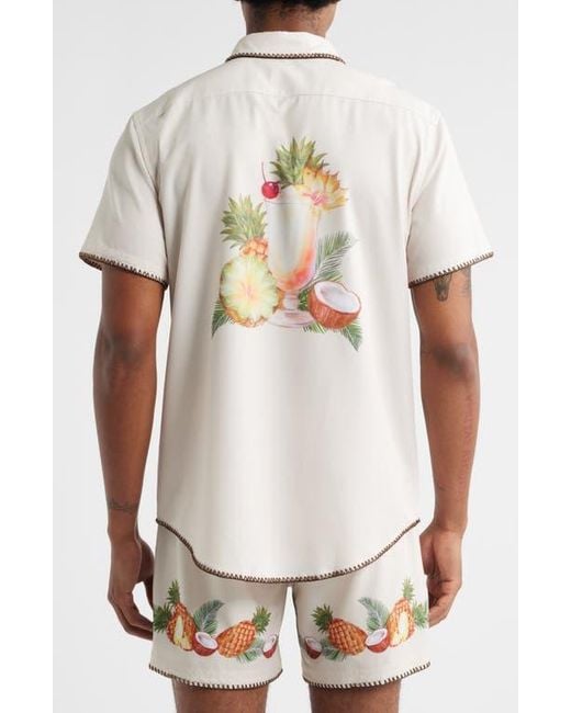 MAVRANS White Piña Colada Short Sleeve Performance Button-Up Shirt for men