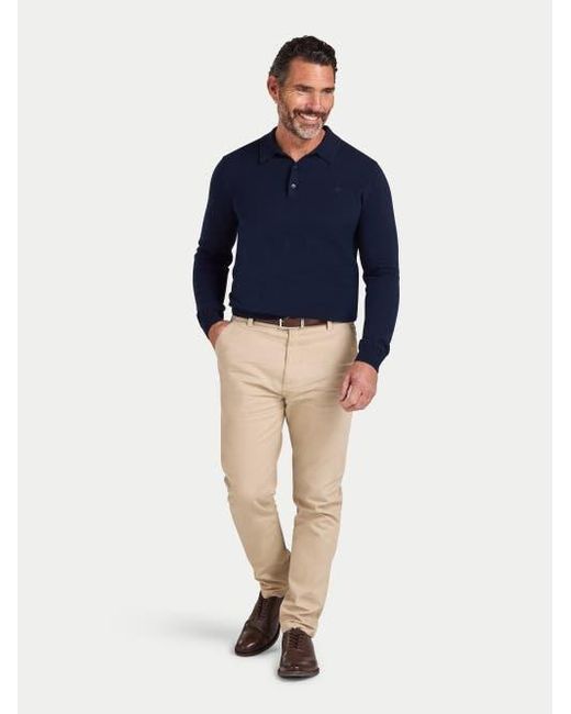 Raging Bull Blue Long Sleeve Knitted Polo Shirt for men