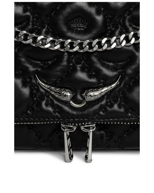 Zadig & Voltaire Black Rock Ii Diamond Quilted Monogram Leather Crossbody Bag