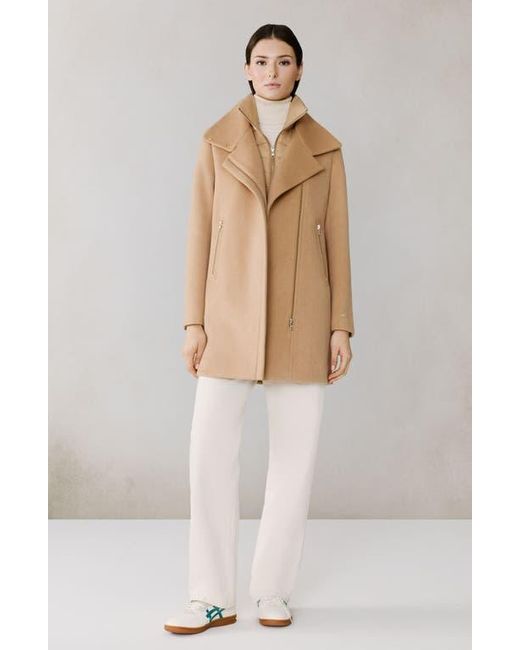SOIA & KYO Natural Abbi Wool Blend Coat With Removable Quilted Puffer Bib