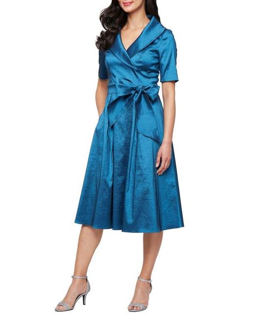 alex evenings blue dress Alex Evenings Off-the-Shoulder Short Sleeve Stretch Matte Jersey Ruched Gown, Womens, 6, Deep Teal main image 0