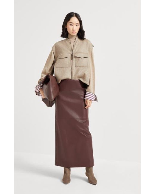 Brunello Cucinelli Natural Turtleneck Sweater With Monili