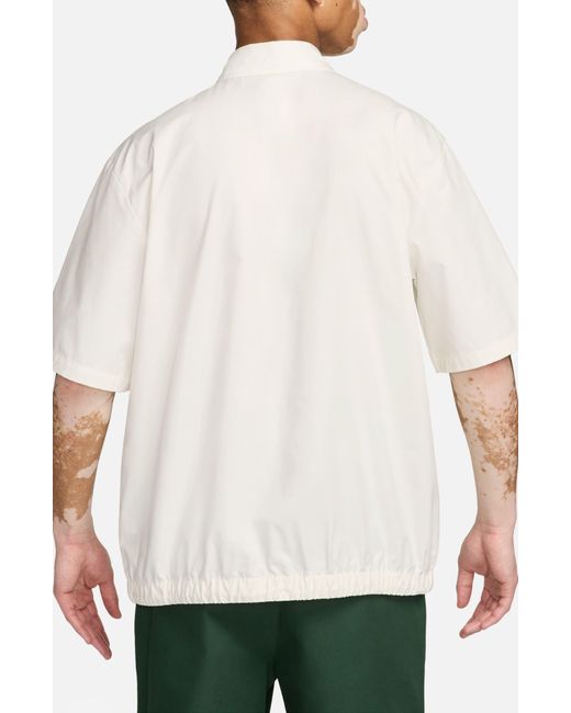 Nike White Club Venice Short Sleeve Drawstring Hem Cotton Button-up Shirt for men