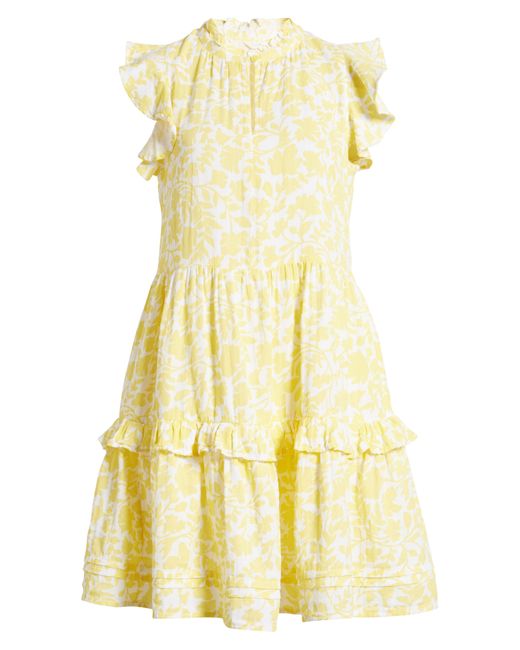 Caslon Yellow Caslon(r) Ruffle Duo Cotton Gauze Dress
